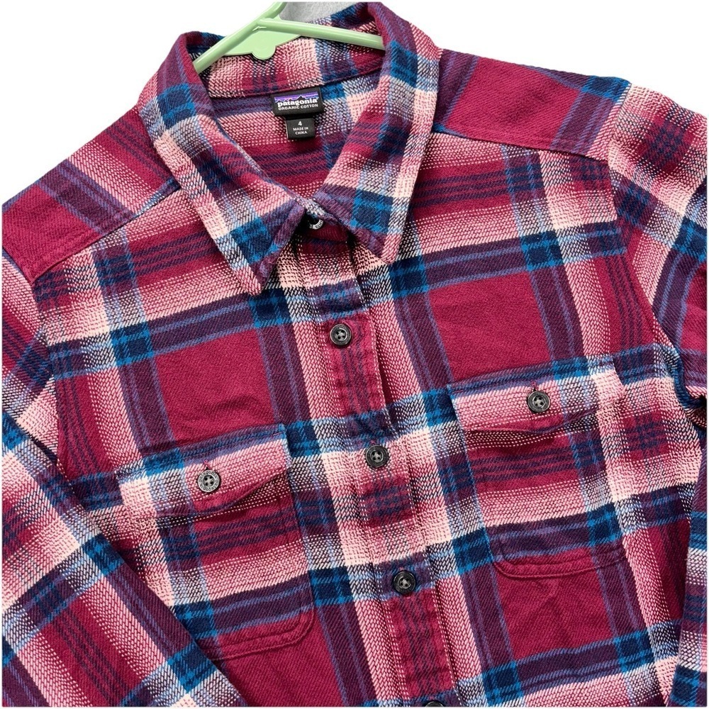 Patagonia Fjord Flannel Shirt Womens 4 Organic Cotton Tartan Plaid Multicolor